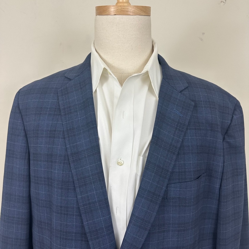 Brooks Brothers Blazer Jacket Blue Plaid Reda Regent Unstructured Men 48R Read